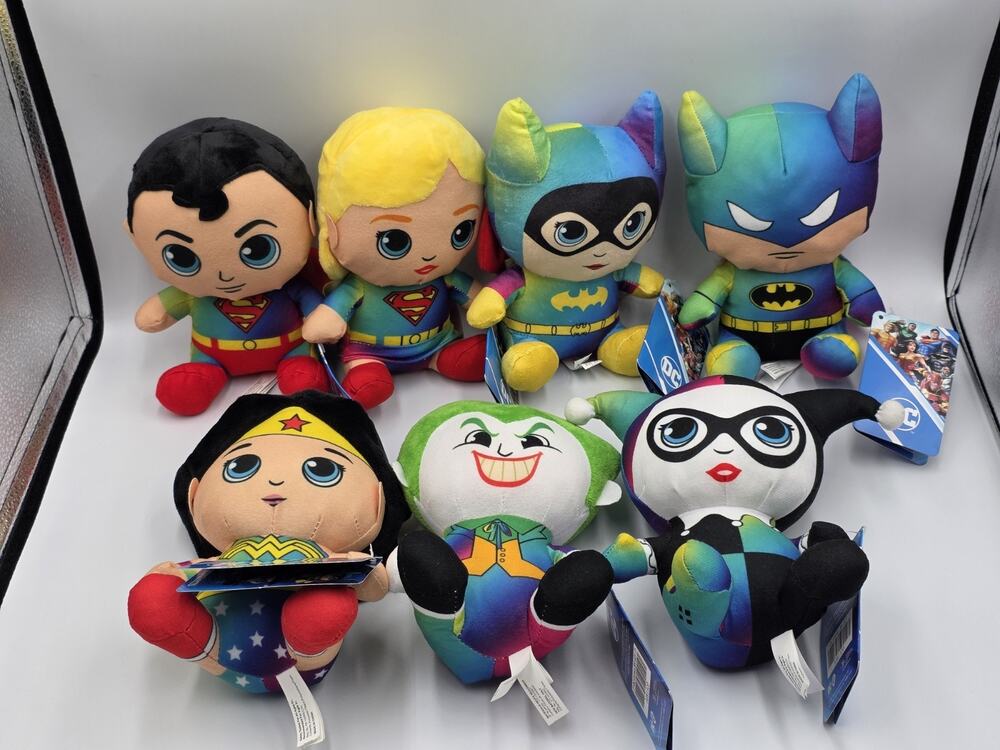 NET SET OF 7 DC Justice League Superhero 7" Plush (Joker, Batman, Superman, Etc)
